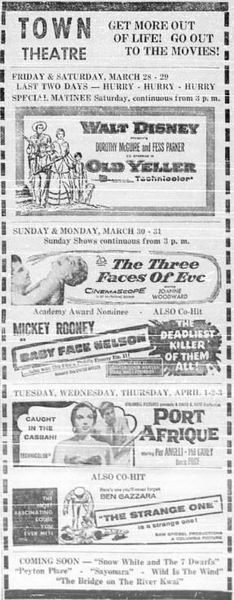 Town Theatre - 1958-03-27 The Chesaning Argus (newer photo)